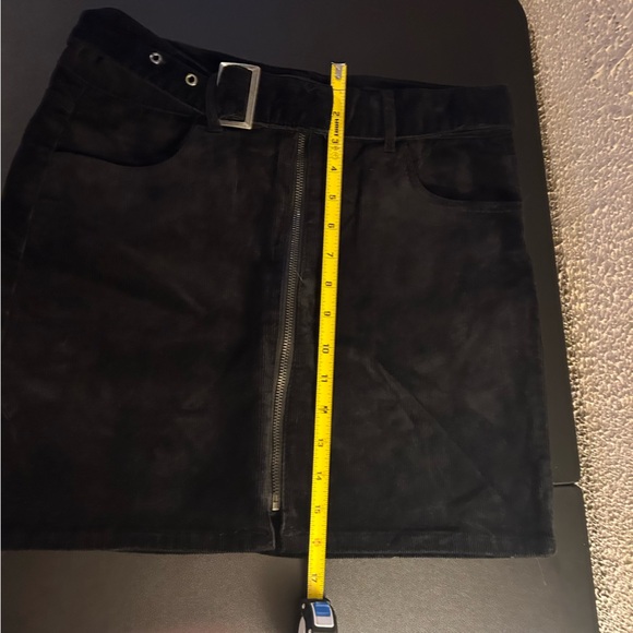 Black Label Cest Toi Black Corduroy Mini Skirt With Removable Belt Size L - Picture 9 of 12